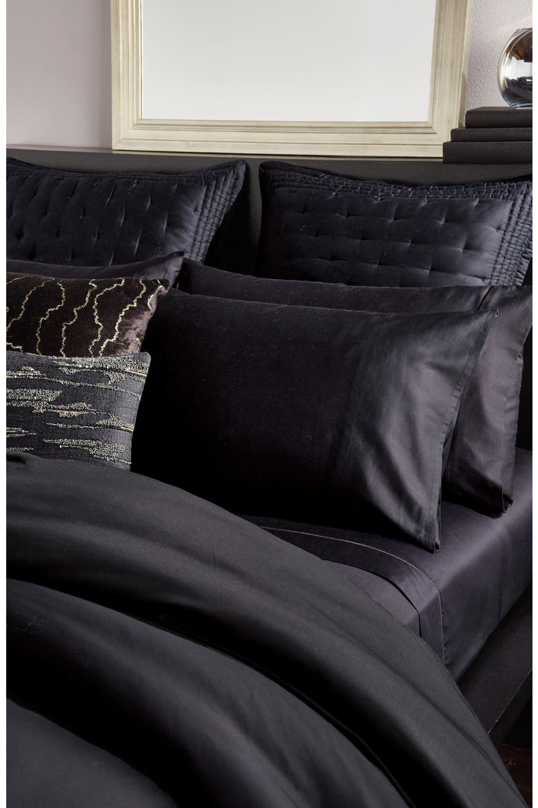 Indulgence Cotton & Silk Duvet Cover & Sham Set, Alternate, color, BLACK
