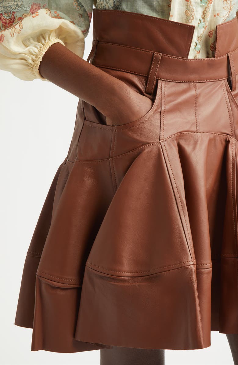 Zimmermann Hypnotic Leather Skirt, Alternate, color, Tan
