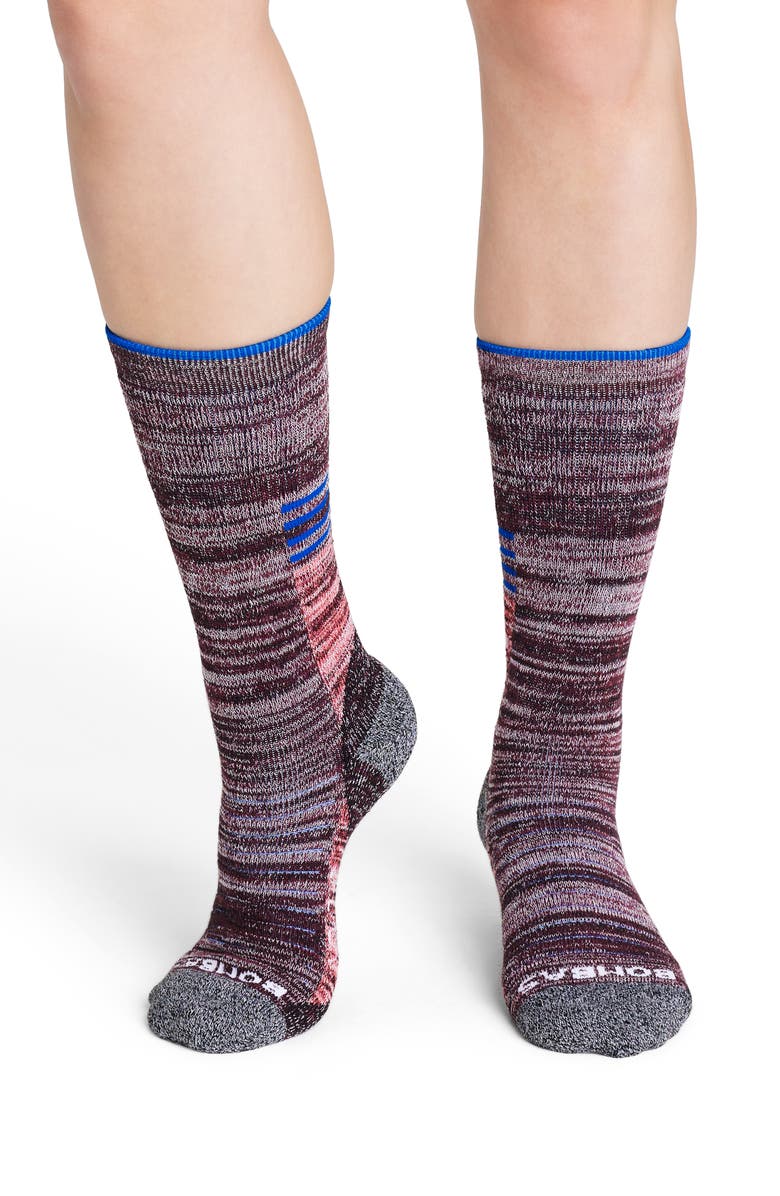 Bombas Hint of Stripe Colorblock Hiking Socks, Alternate, color, 
