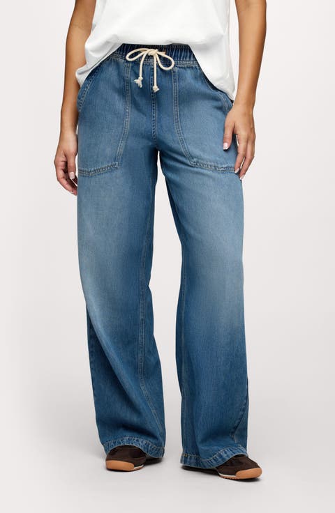Wide Leg Drawstring Jeans (Athens Wash)