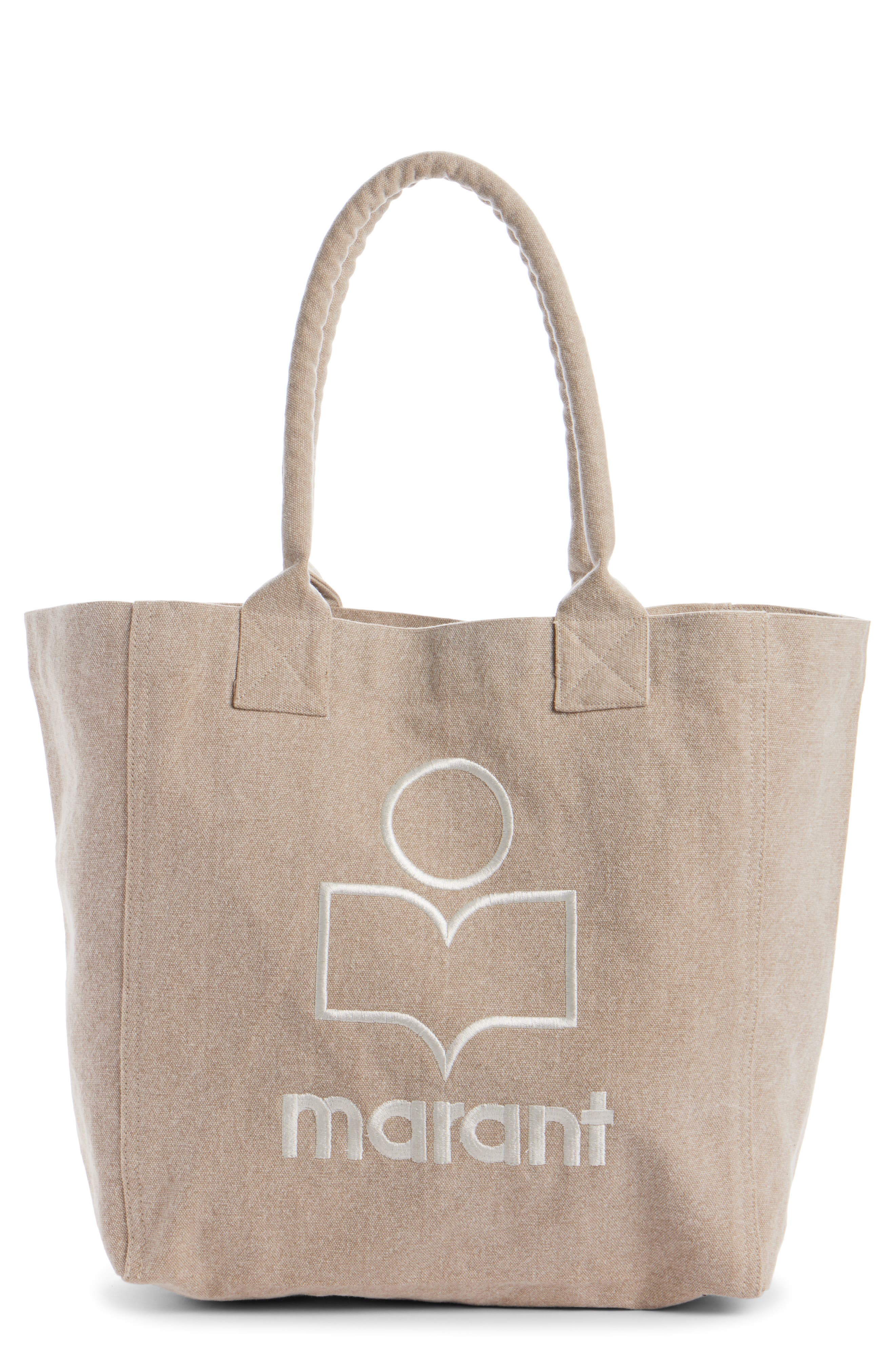 Isabel Marant Yenky Embroidered Logo Canvas Tote, Main, color, 