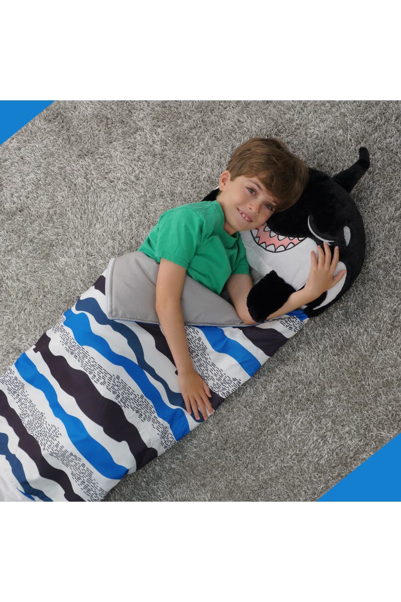 Pillow and Sleepy Sack Medium Ozzy The Black Shark, Alternate, color, Black