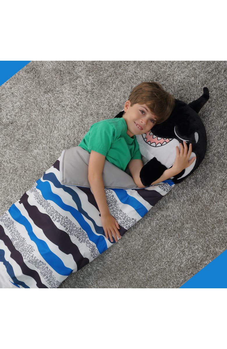 Happy Nappers Pillow and Sleepy Sack Medium Ozzy The Black Shark, Alternate, color, Black