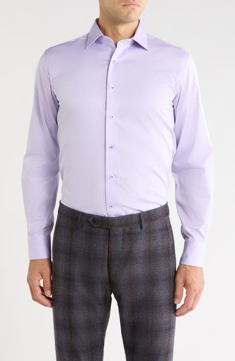 Trim Fit Textured Solid Dress Shirt