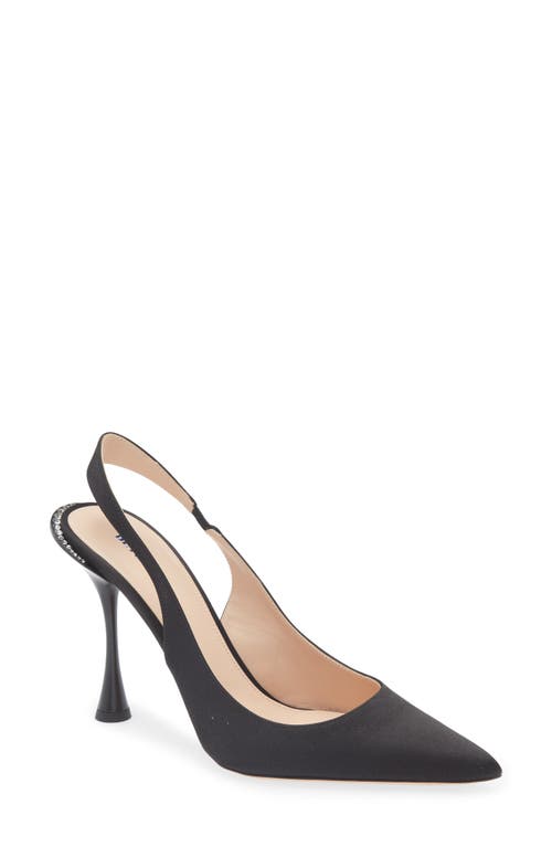 Betzábe Eva Crystal Slingback Pump In Black Satin