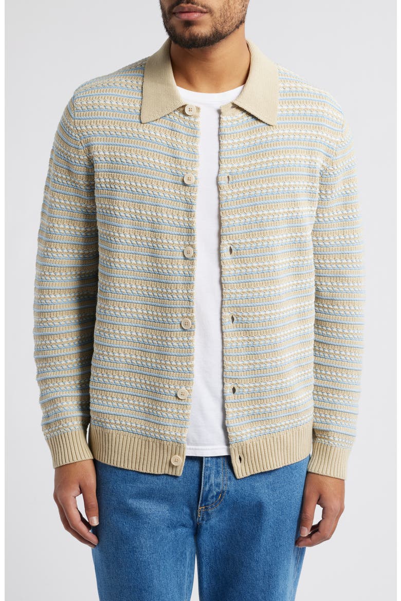 Jackie 6636 Stripe Organic Cotton Cardigan, Main, color, WHITE PEPPER