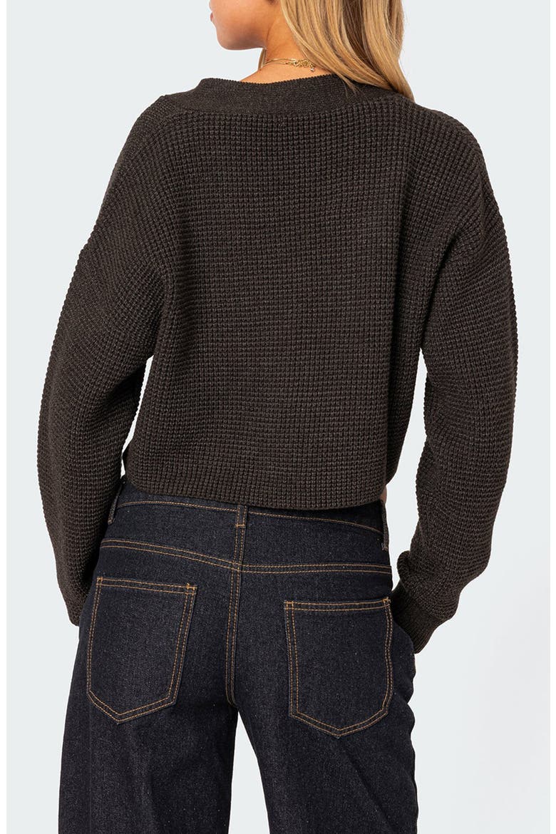 Oversize Waffle Knit Crop Cardigan, Alternate, color, DARK-GRAY