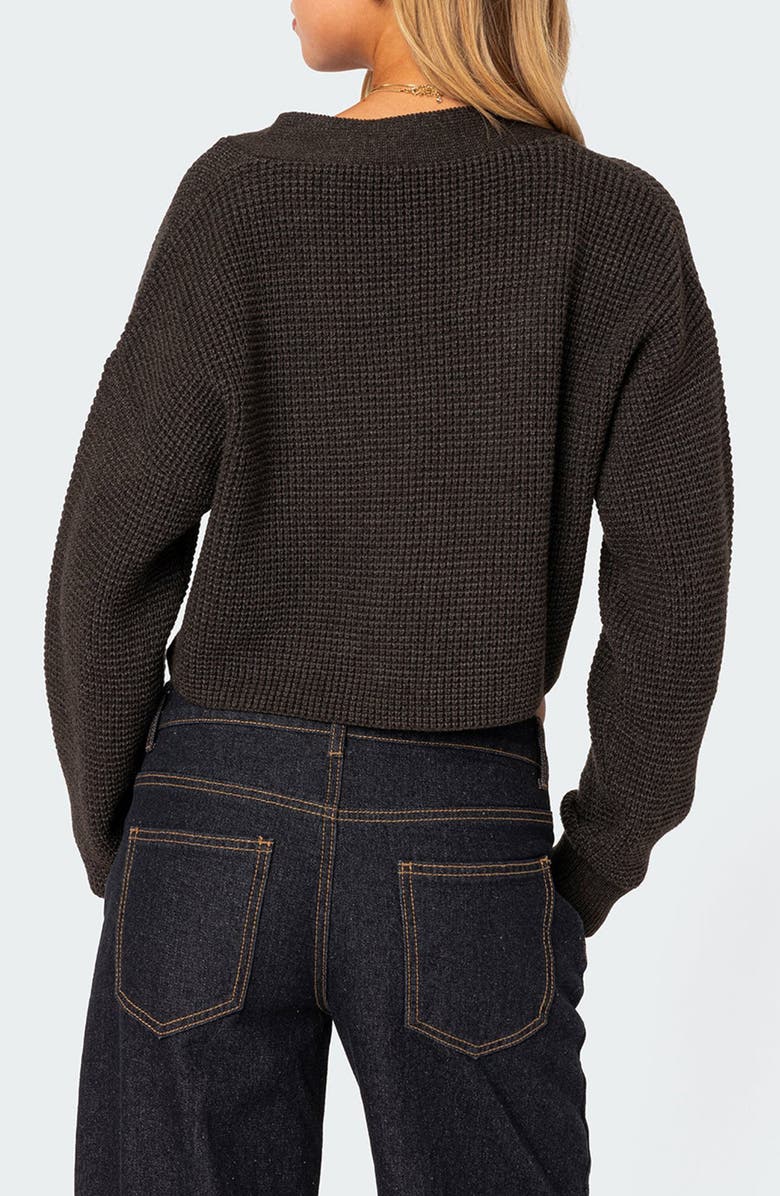 EDIKTED Oversize Waffle Knit Crop Cardigan, Alternate, color,