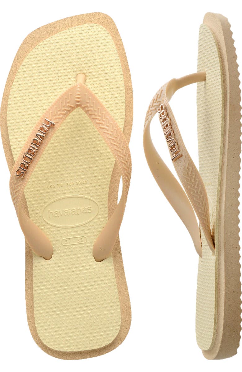 Havaianas Fusion Square Logo Flip Flop, Alternate, color, Golden