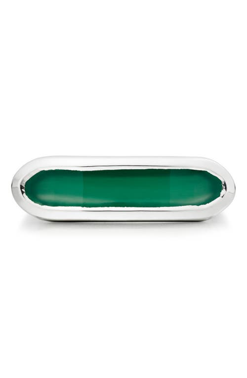 Monica Vinader Baja Green Onyx Ring In Silver