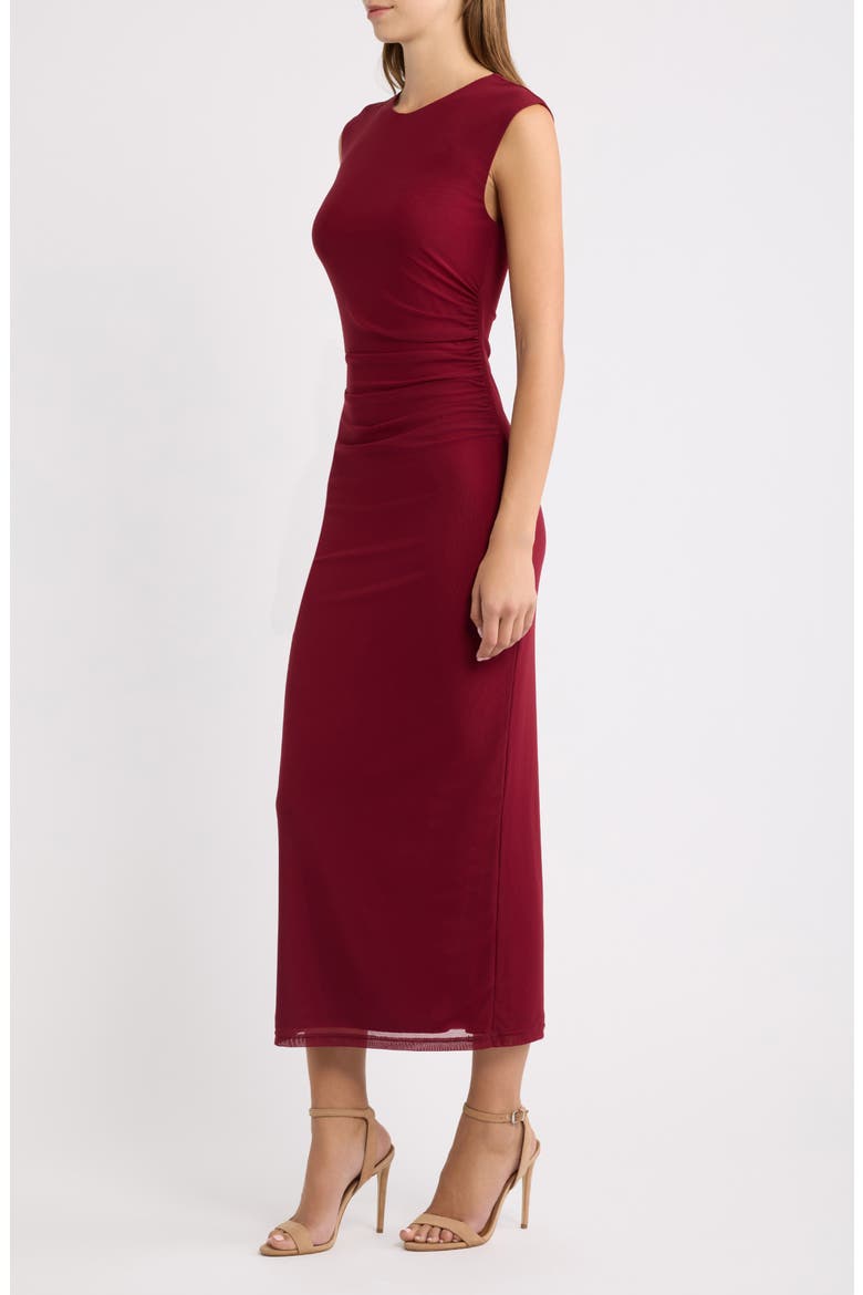 Hazy Charm Side Ruched Maxi Dress, Alternate, color, BURGUNDY