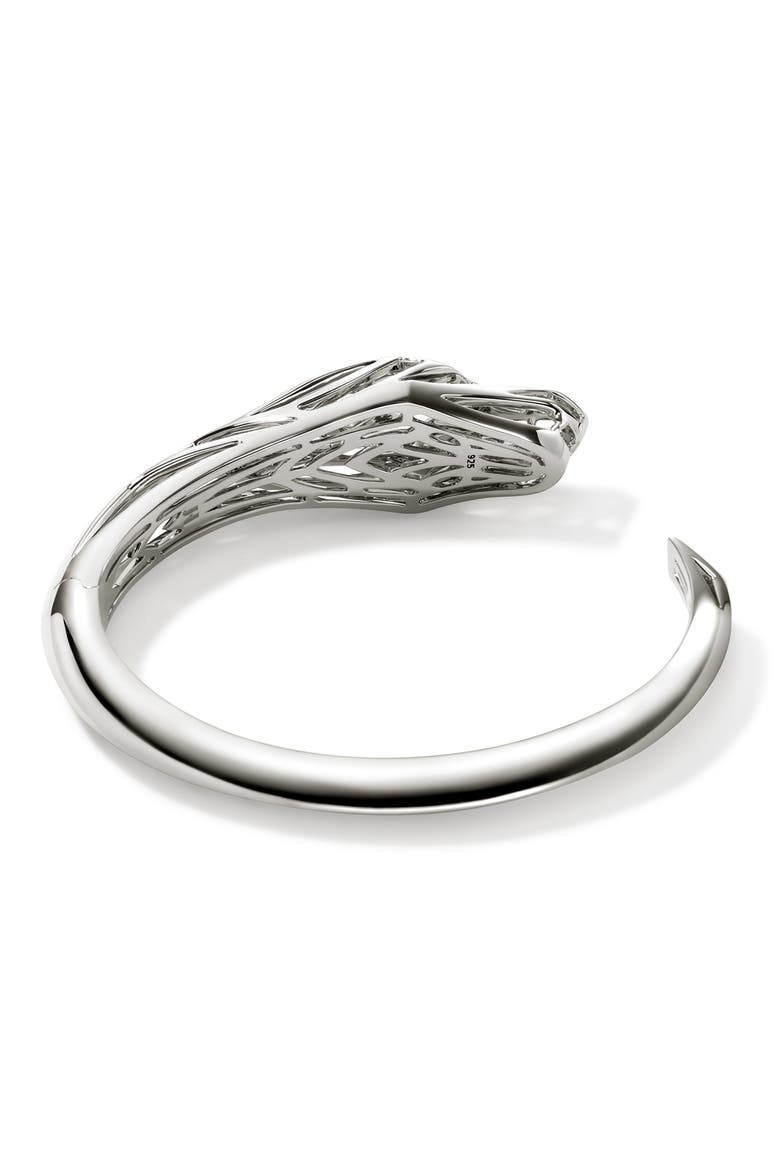 Naga Hinged Cuff, Sterling Silver, Diamonds, Alternate, color, SILVER