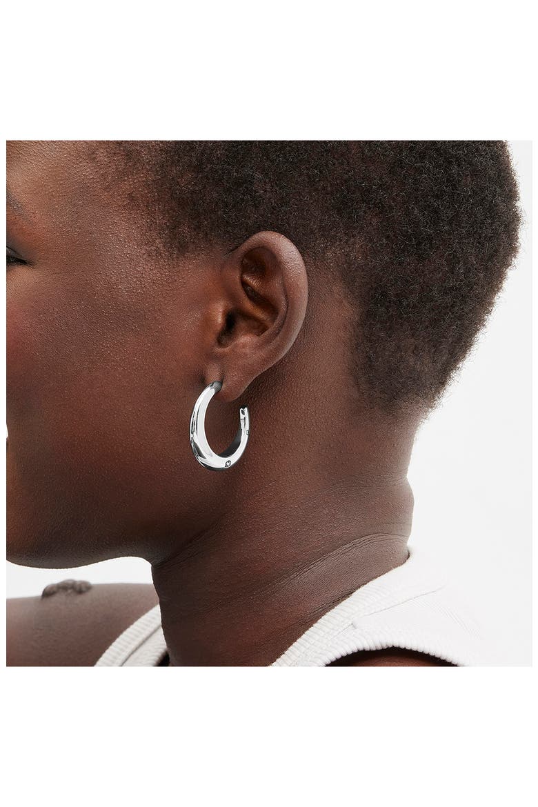 Hallmark Tubular Hoop Earrings, Alternate, color, RHODIUM