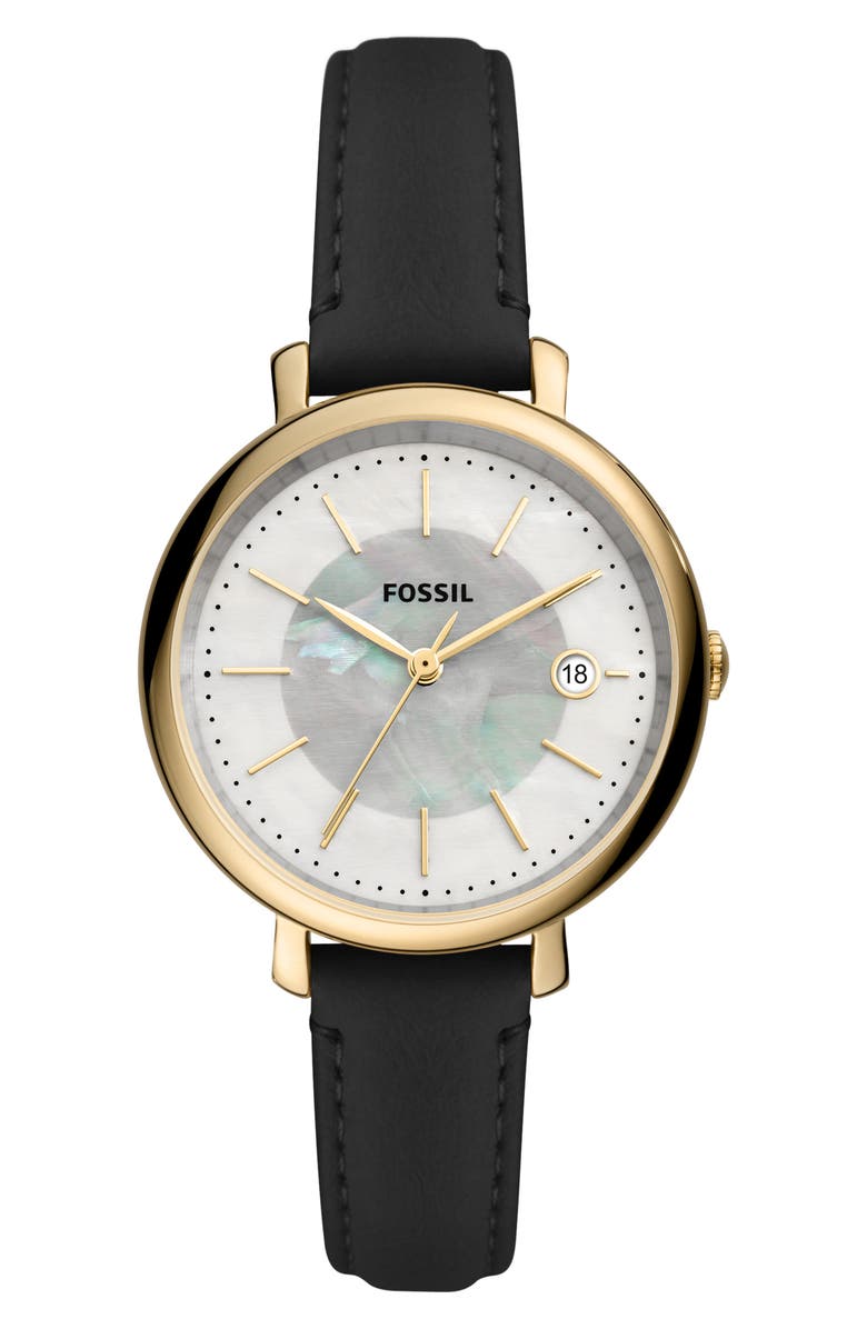 Fossil Jacqueline Leather Strap Watch, 36mm, Main, color,