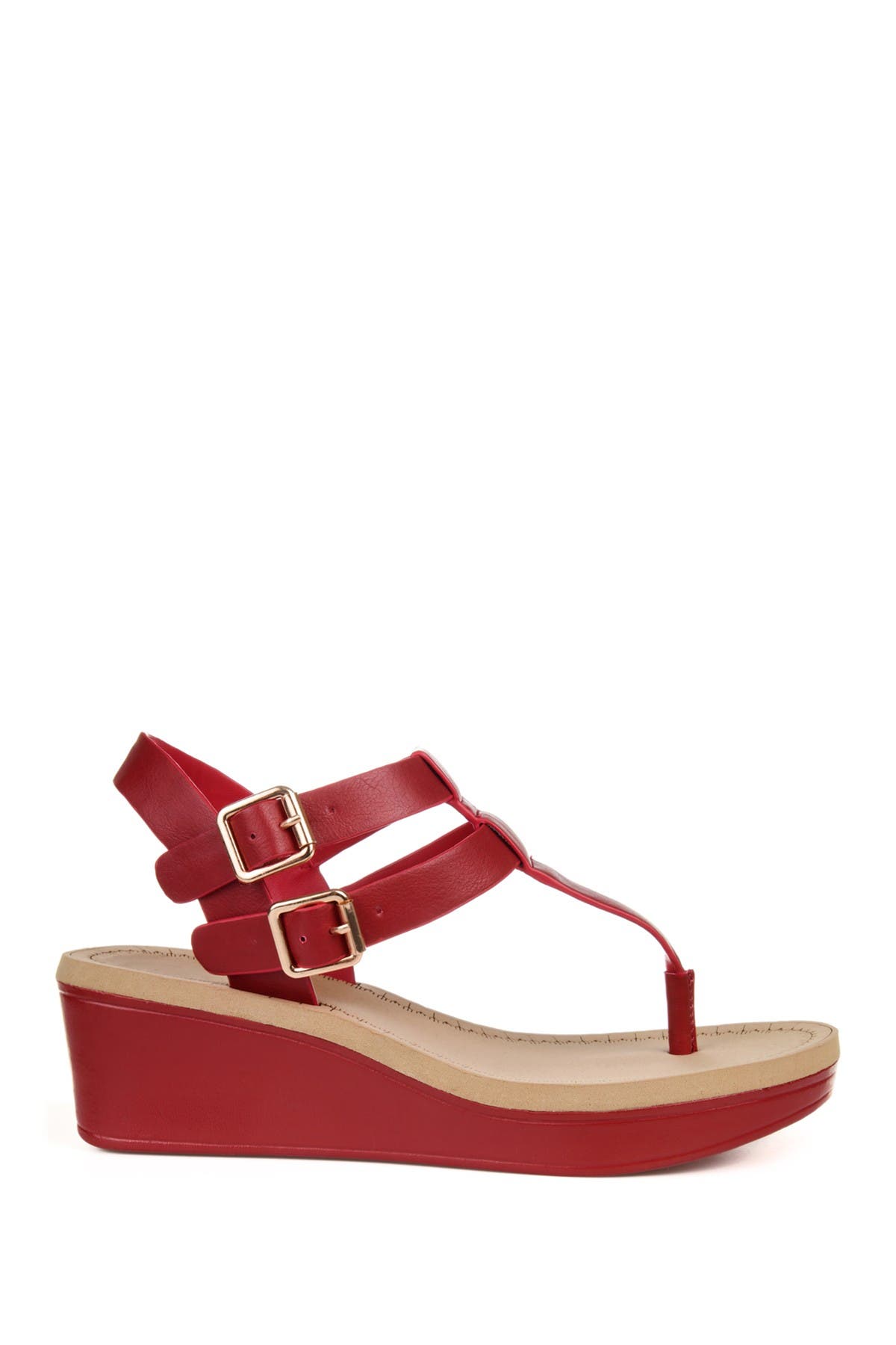 JOURNEE Bianca Wedge Sandal, Alternate, color, RED