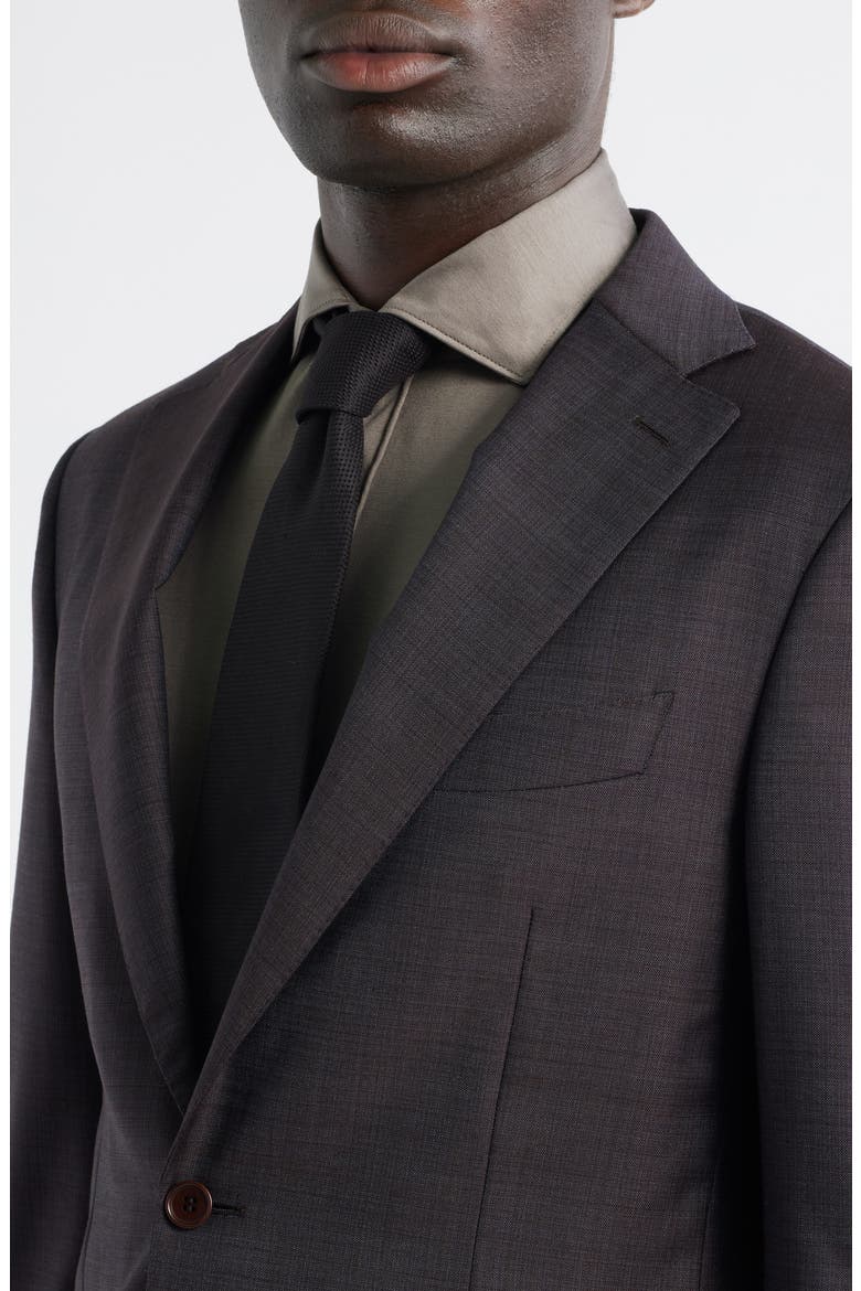 Capri Trim Fit Dark Brown Mélange Super 130s Wool Suit, Alternate, color, DARK BROWN