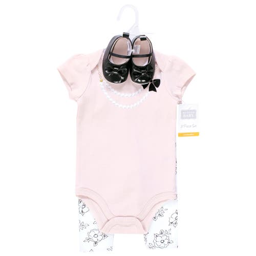 Hudson Baby Soft Cotton Collection Bodysuit, Pants, And Footwear Collection In Pink