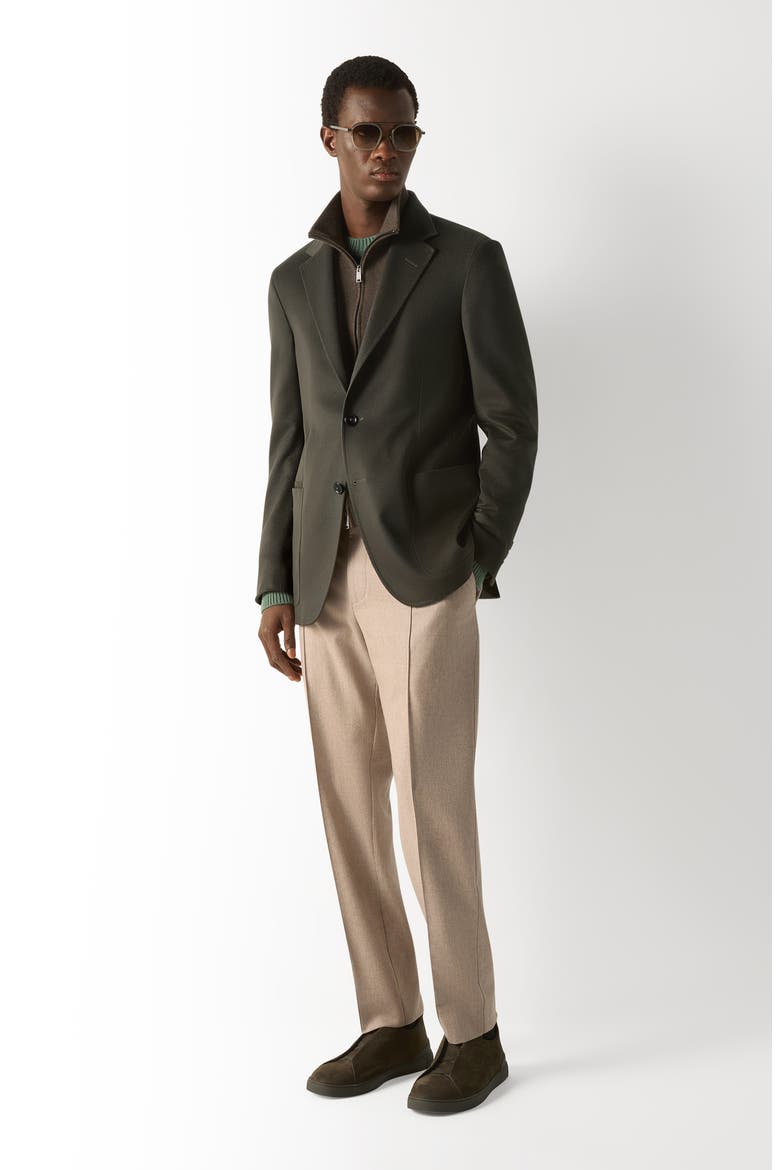 Oasi Cashmere Sport Coat with Detachable Bib, Alternate, color, DARK OLIVE GREEN