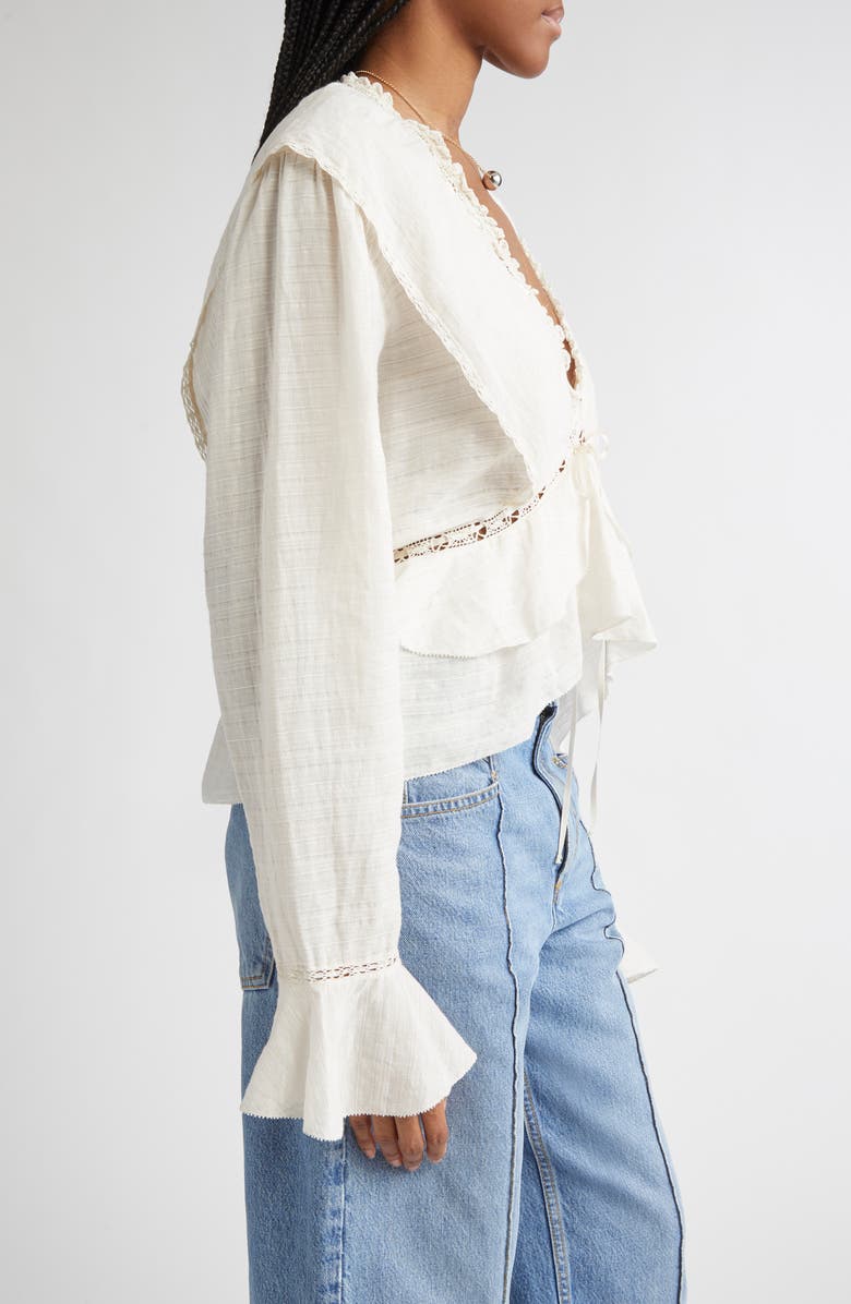 Isabel Marant Étoile Damienne Cotton & Linen Blend Peplum Top, Alternate, color, Ecru