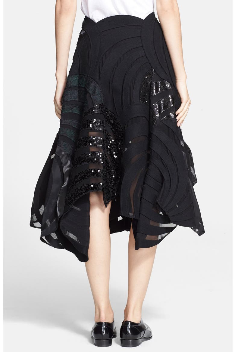 Melton Wool Blend Midi Skirt, Alternate, color, BLACK