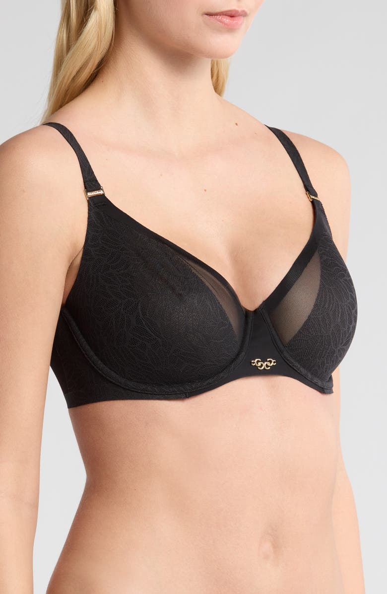 Chantelle Lingerie Pure Lace Unlined Underwire Minimizer Bra, Alternate, color, Black
