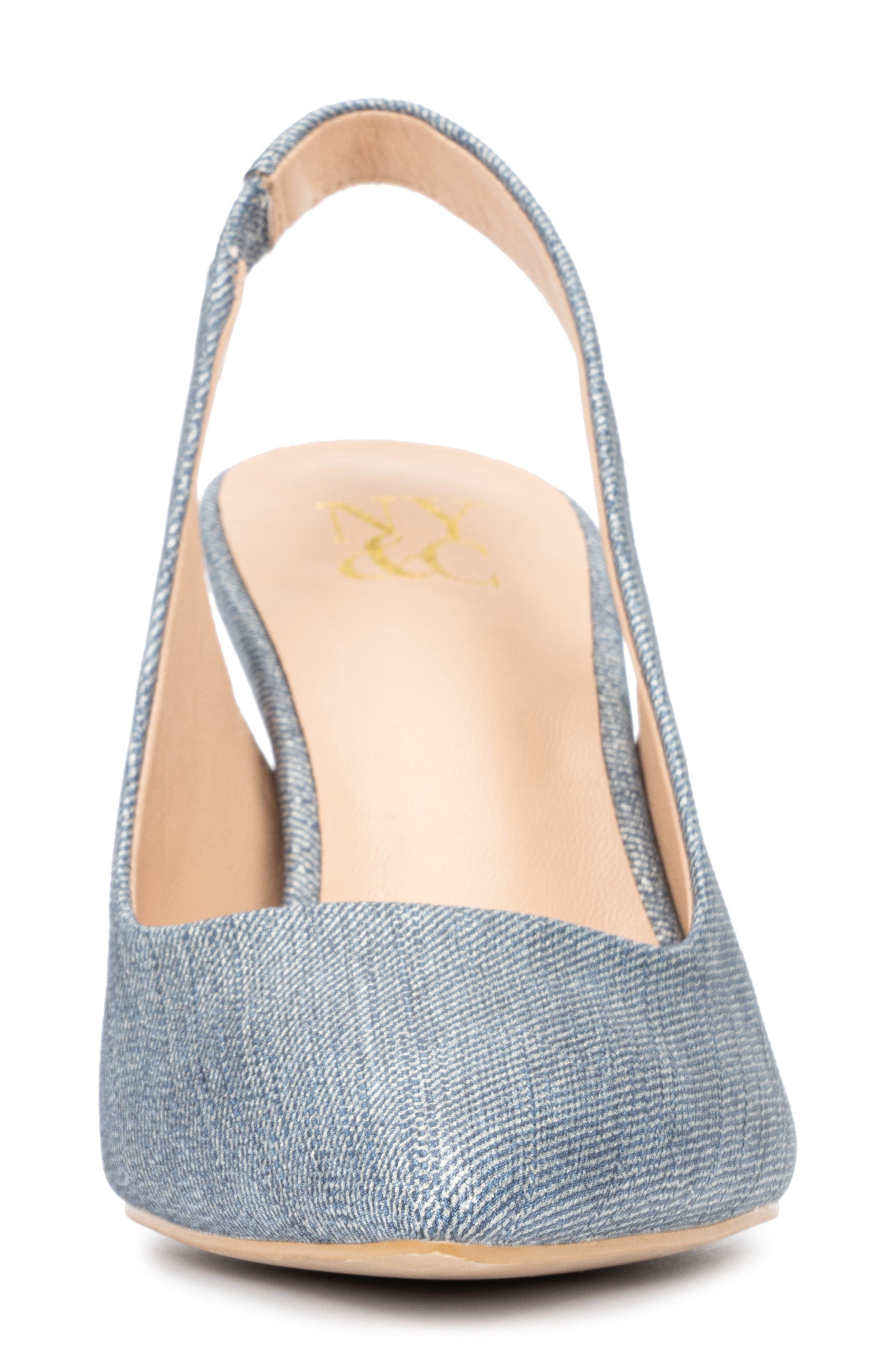 NEW YORK AND COMPANY Steph Snake Embossed Pointed Toe Slingback Pump, Alternate, color, Blue