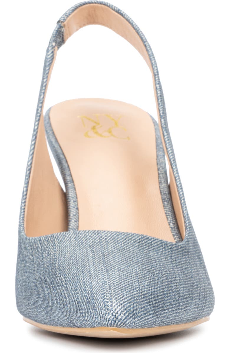 NEW YORK AND COMPANY Steph Snake Embossed Pointed Toe Slingback Pump, Alternate, color, Blue