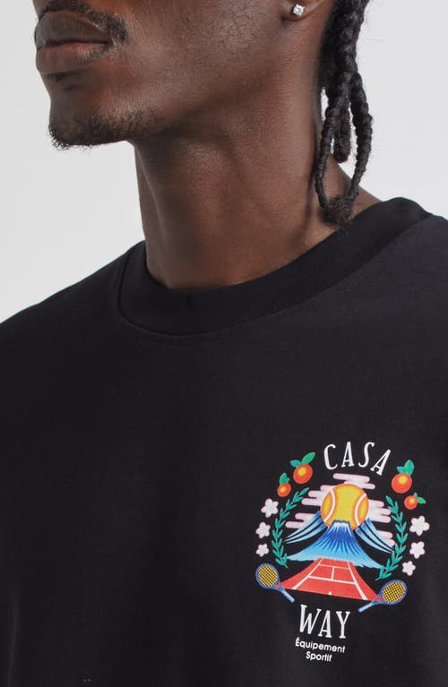 Casablanca Black Crewneck T-shirt With Logo Detail On The Front And Maxi Logo Print On The Rear In Black