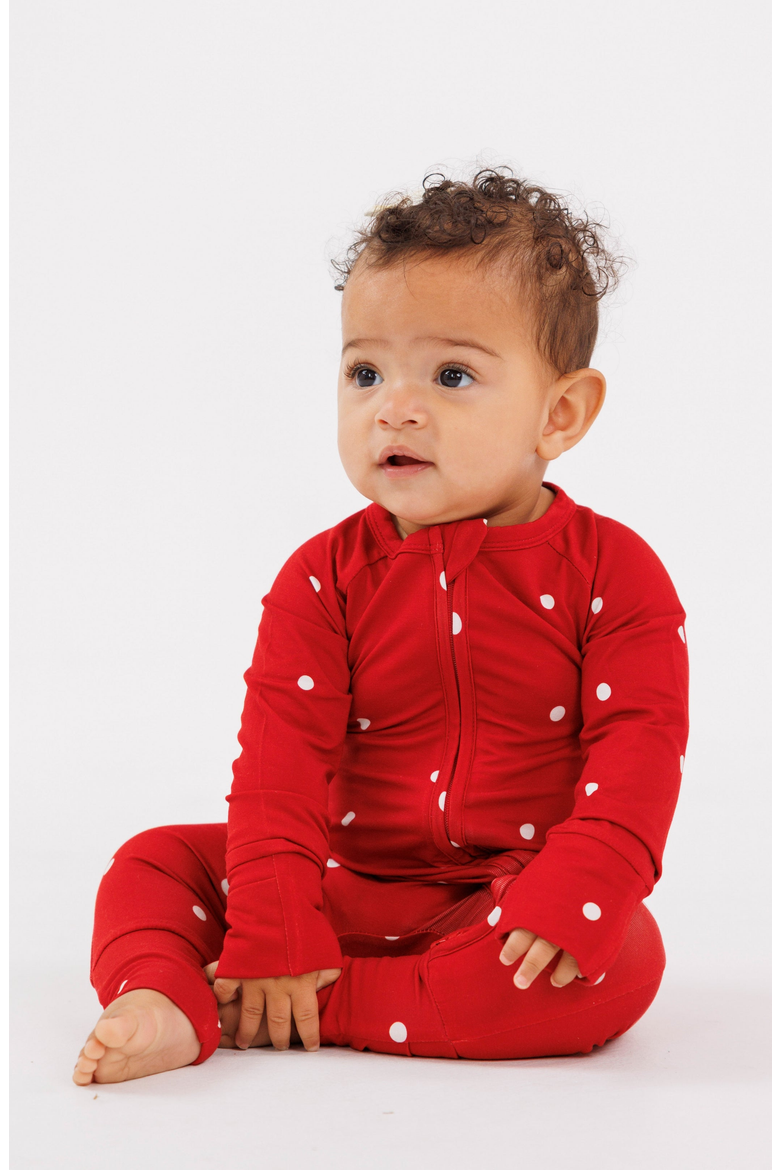Polka Dot Zipper Romper, Alternate, color, Ruby Dot