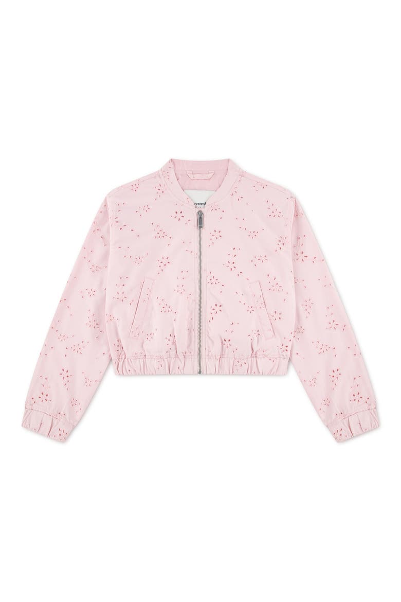 Kids' Eyelet Bomber Jacket, Main, color, CHALK PINK