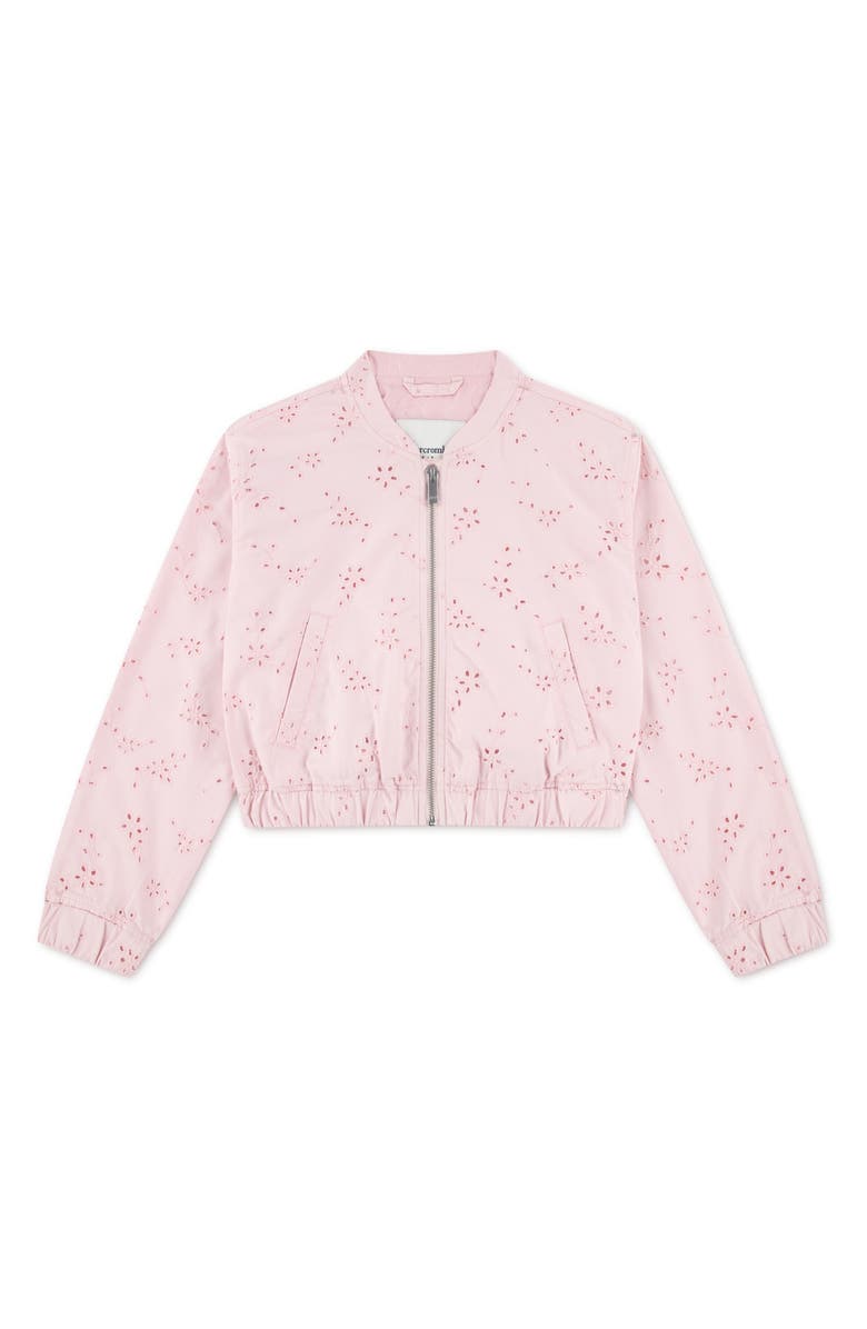abercrombie kids Kids' Eyelet Bomber Jacket, Main, color, Chalk Pink