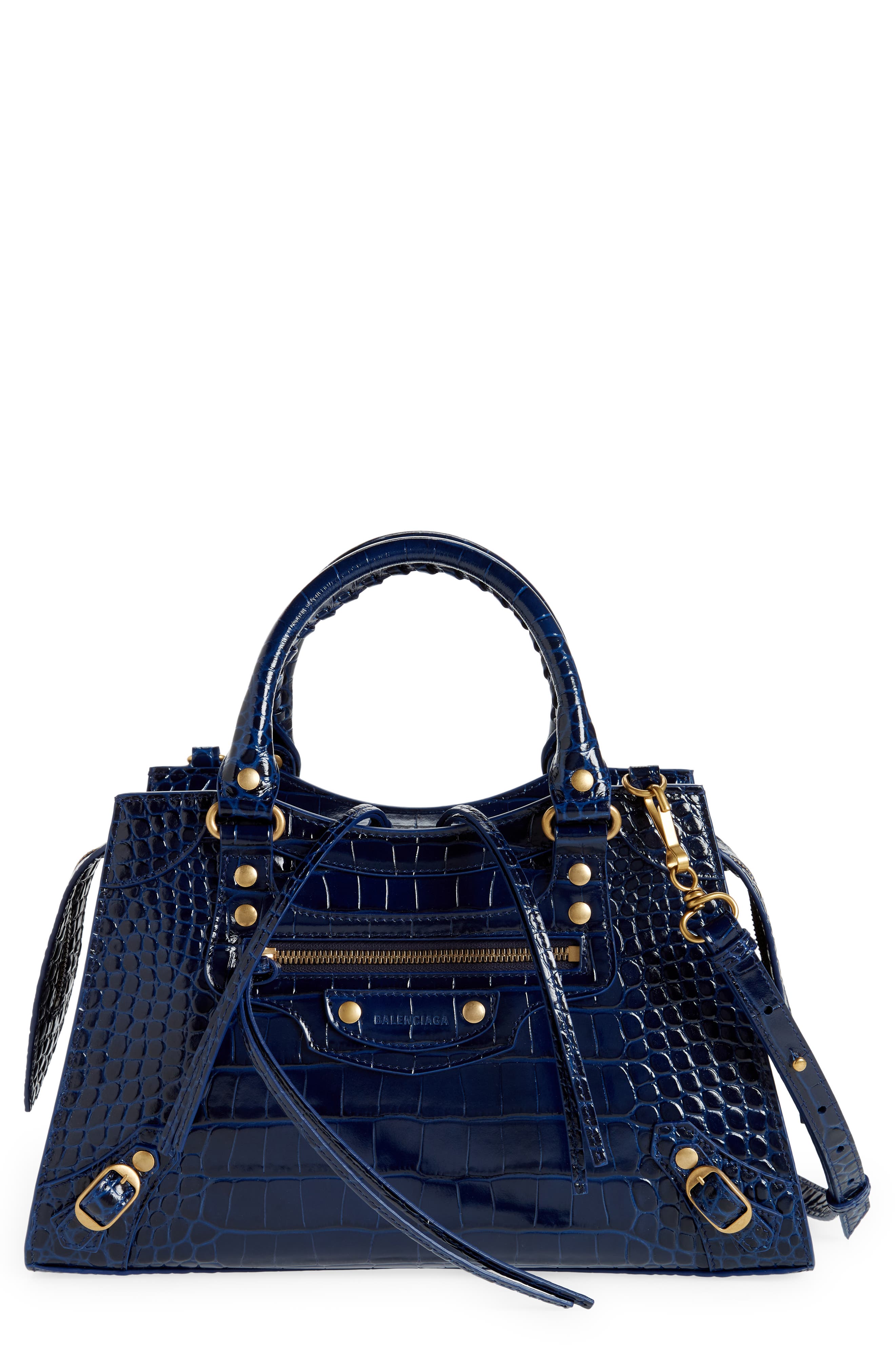 Balenciaga Small Neo Classic City Croc Embossed Leather Top Handle Bag, Main, color, 