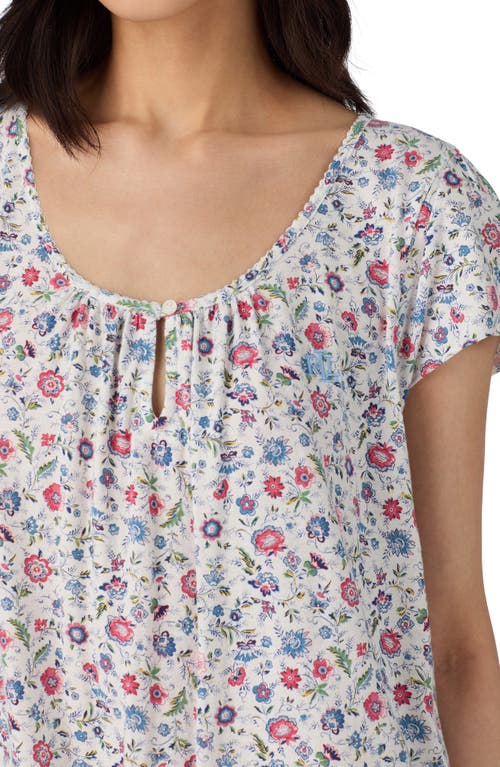 Ralph Lauren Lauren  Monogram Short Sleeve Nightgown In Multi