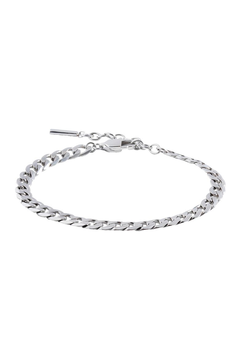 Flat Curb Chain Bracelet, Main, color, Silver