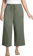 Lands' End Plus Size Sport Knit Elastic Waist Wide Leg Crop Pants