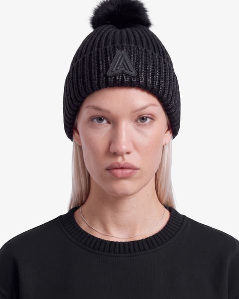Women’s Rivoire Foil Beanie With Removable Pompom