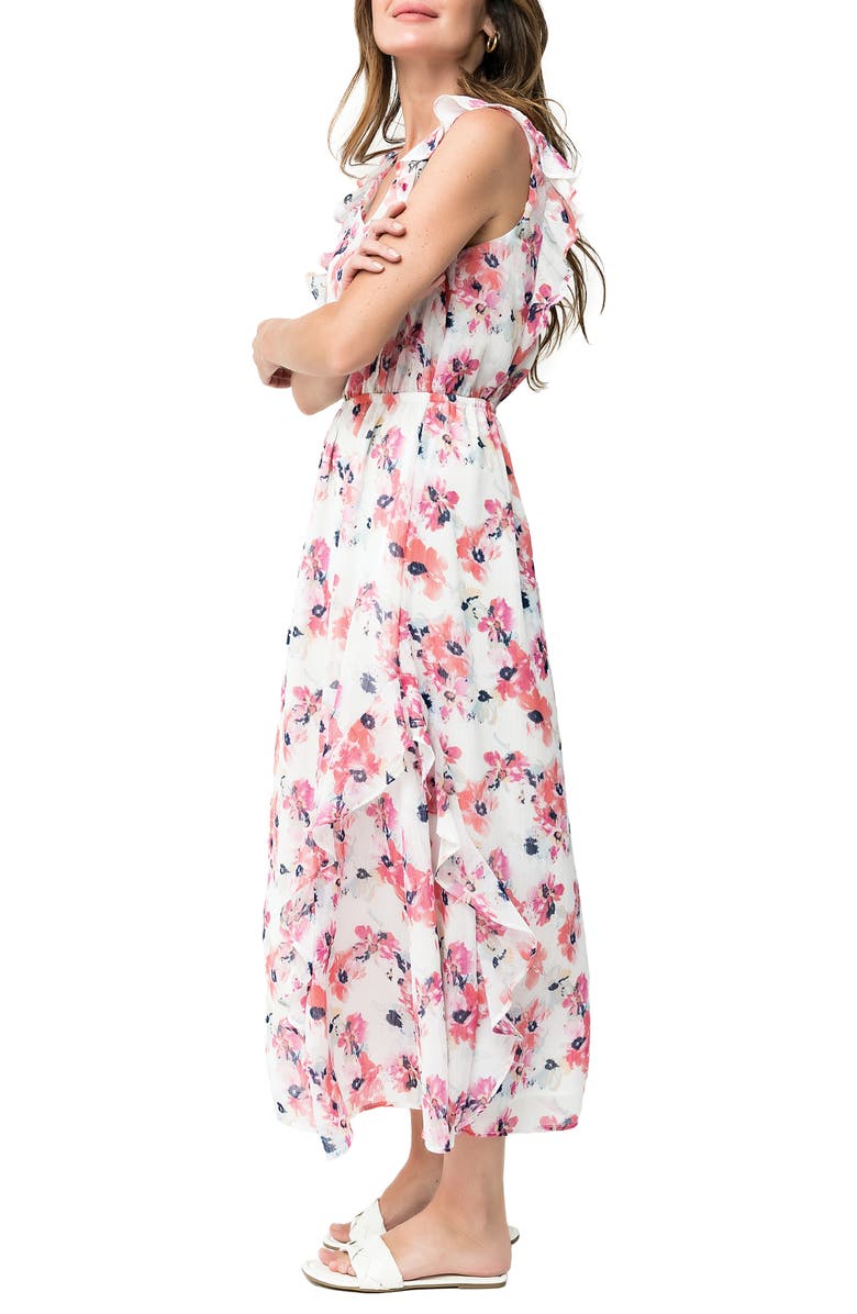 GIBSONLOOK Floral Ruffle Detail Sleeveless Dress, Alternate, color,