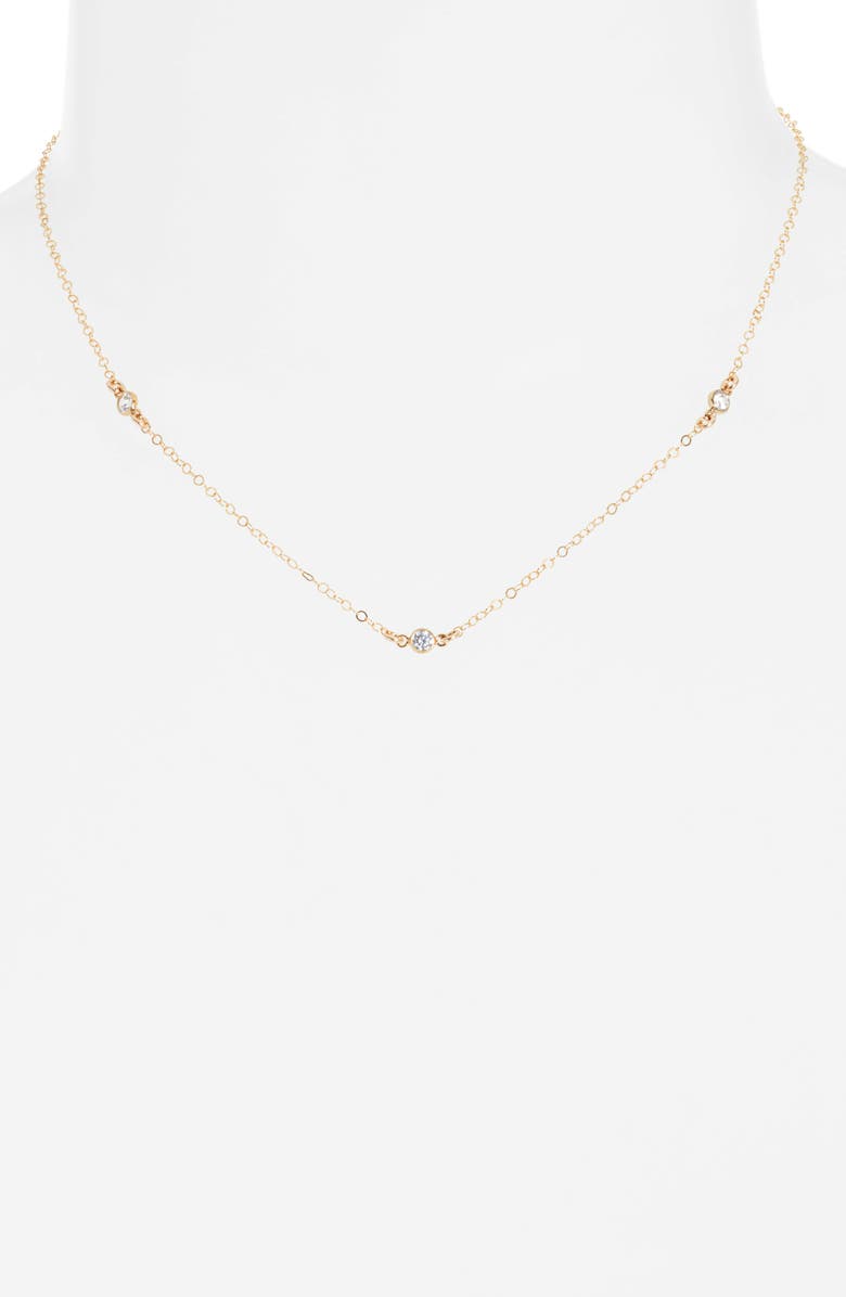 Set & Stones Birthstone Station Necklace, Alternate, color, Gold / April