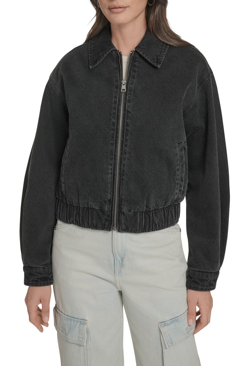 Levi's<sup>®</sup> Denim Bomber Jacket, Main, color, Black Denim