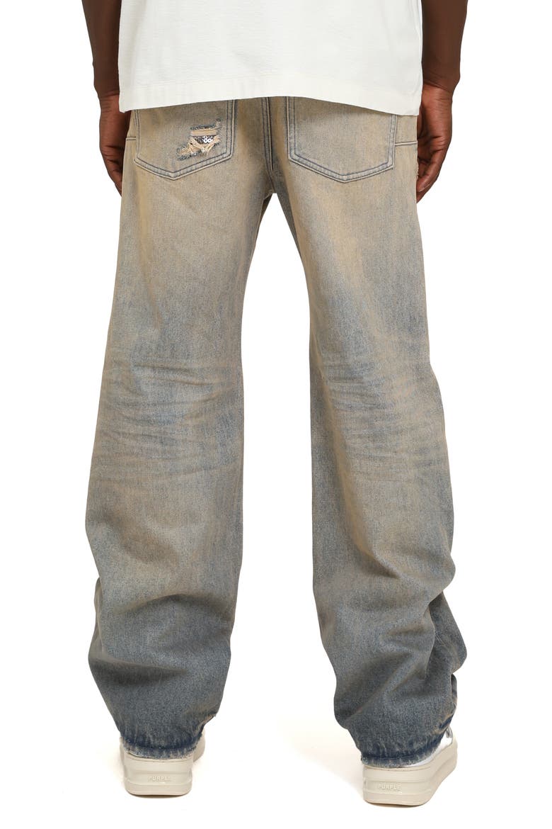 Tinted Sequin Ripped & Repaired Straight Leg Jeans, Alternate, color, LIGHT INDIGO