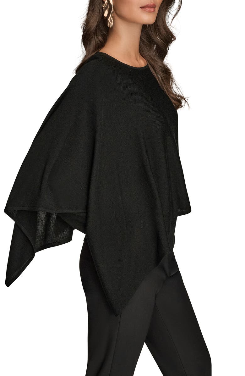 Donna Karan New York Cape Overlay Sweater, Alternate, color, Black