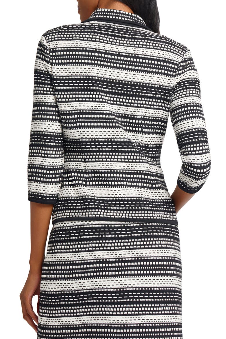 Tailored Fit Double Breasted Knit Blazer, Alternate, color, BLACK/ IVORY