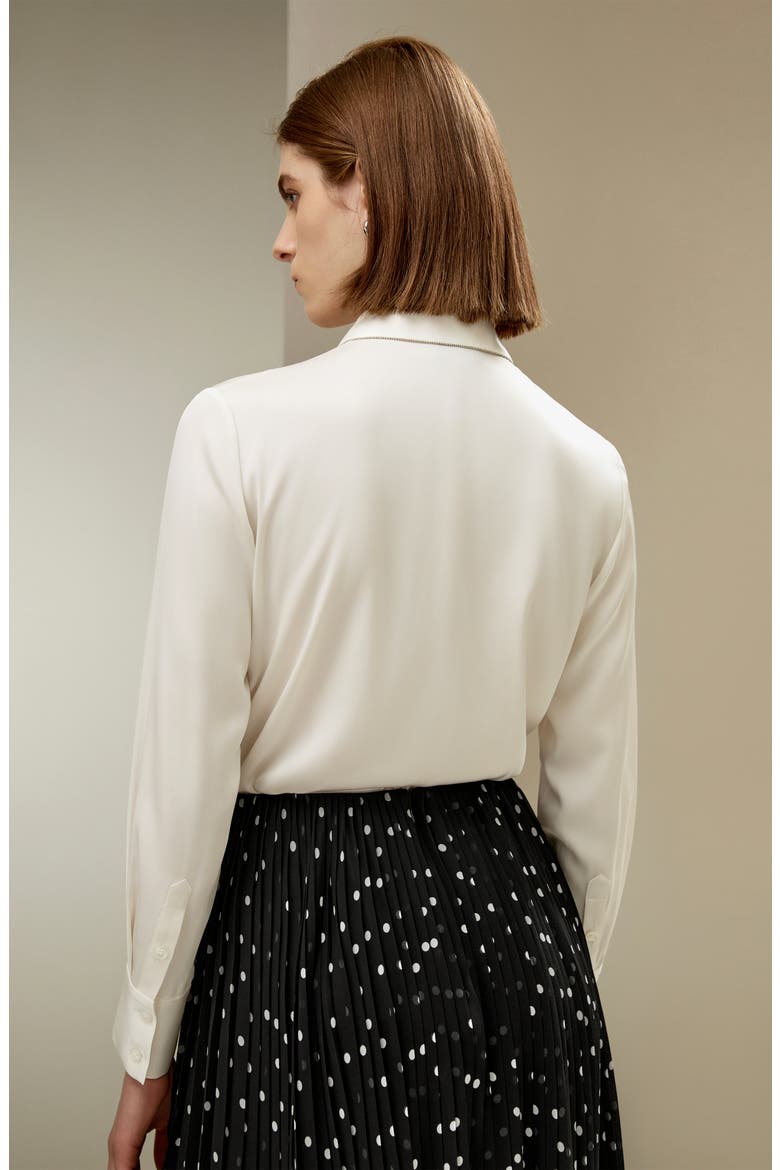 Beaded Chain Silk Shirt for Women, Alternate, color, Pearl White