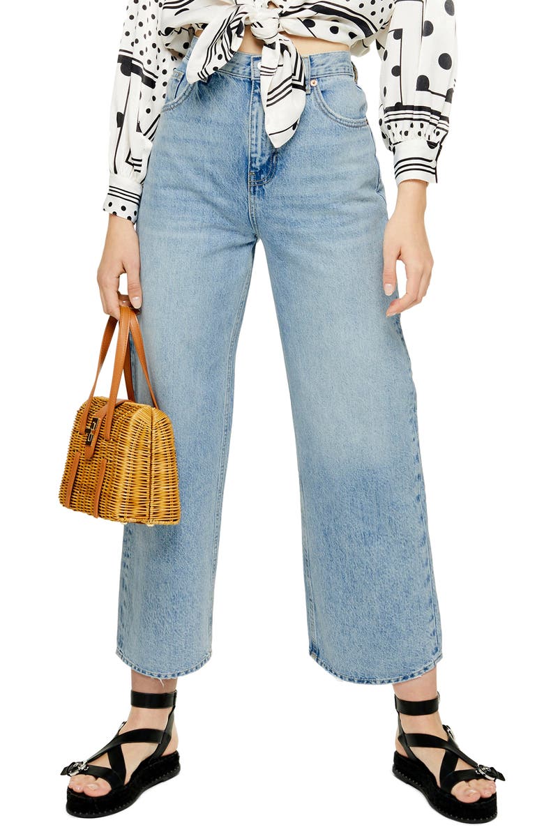 Topshop Wide Leg Crop Jeans, Main, color,