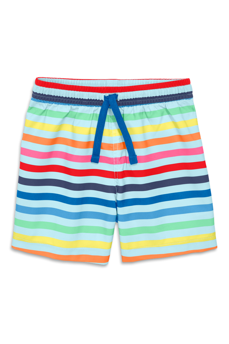 Swim Trunk In Rainbow Sky Stripe, Alternate, color, Mist Spring Stripe