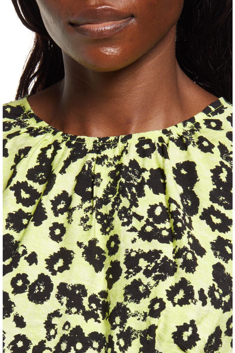 Balloon Sleeve Smocked Crop Top, Alternate, color, GREEN PUNCH FLORAL