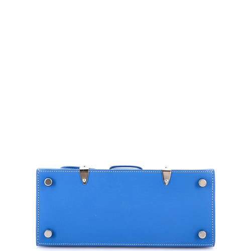 Pre-owned Goyard Goyard Structured Saigon Top Handle Bag Coated Canvas With Leather Mini In Blue