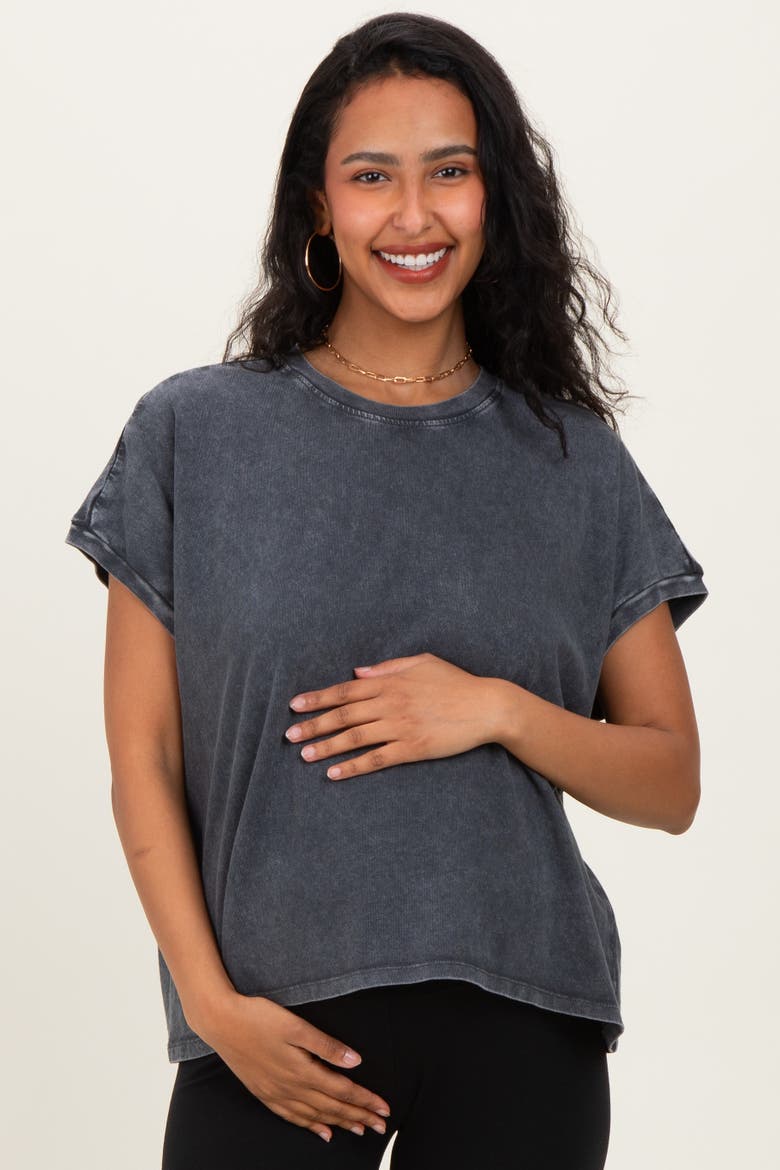 Mineral Wash Boxy Fit T-Shirt, Alternate, color, Charcoal Grey