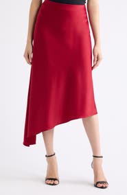 Anne Klein Asymmetrical Bias-Cut Midi Skirt