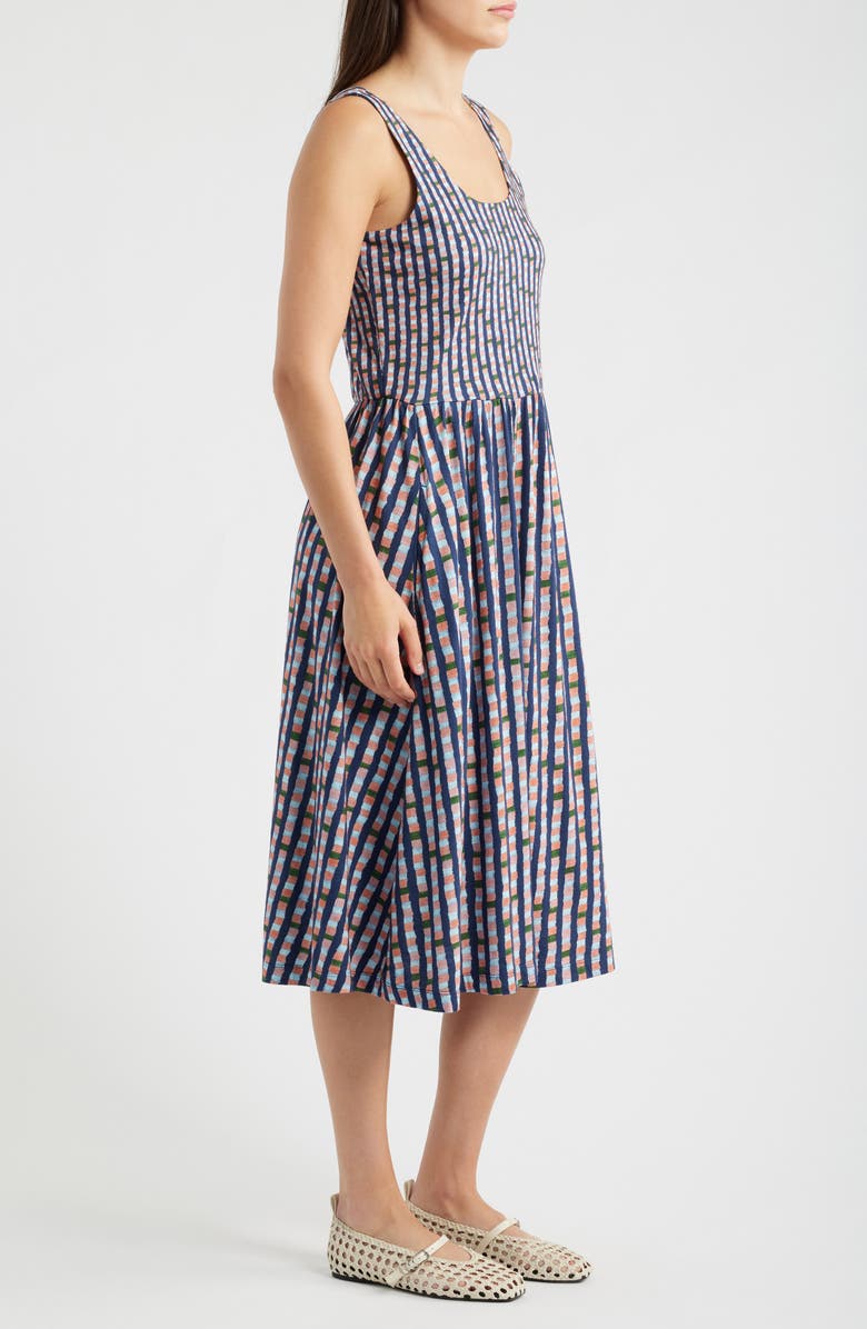 NZT by NIC+ZOE Dani Reef Stripe Fit & Flare Dress, Alternate, color, Indigo Multi